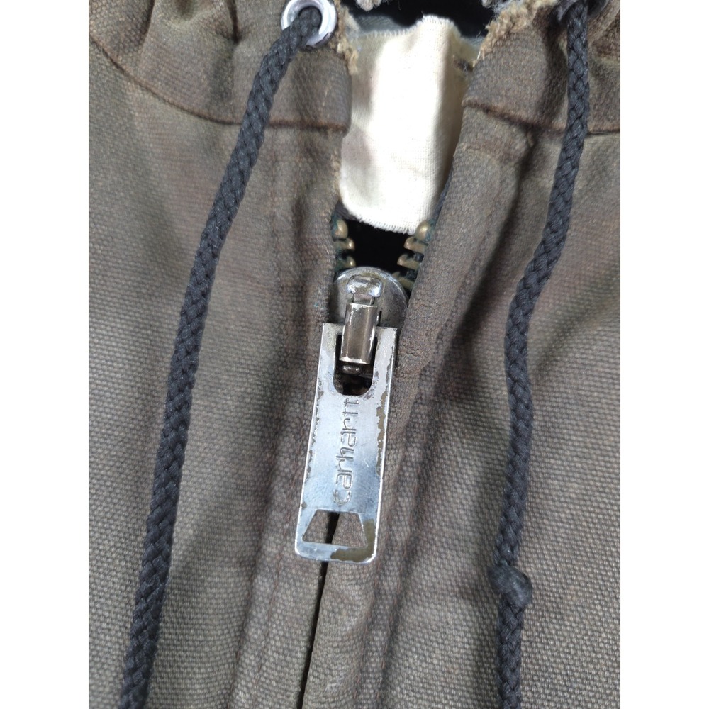 Vintage Carhartt Jacket J130 Brown Mens Large Full Zip Hooded - Picture 6 of 14